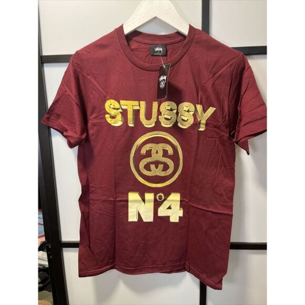 Stussy No. 4 Gold Tee #1903585 Wine Unisex Size Small - Brand New - Limited!